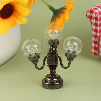 1:12 Păpuși Mini 3 Braț Lampă de Plafon Candelabru Lampă cu LED-uri Lumina de Perete Decor Jucărie