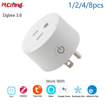 1/2/4/8Pcs Zigbee3.0 Smart Plug Socket Priză Comutator Compatibil cu Phi llips Hue(Hub Necesar) Alexa Echo Plus SmartThings