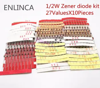 1/2w 0,5 W Dioda Zener Kit 2.4 v-33V 14values sau 27valuesX10Pieces Asortate Sortimentul Stabilit Noi electronice diy kit FACE-35 BZX55C