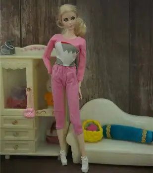 1/6 BJD Haine Papusa de Moda Roz cu Maneci Lungi Tricou Top Culturilor pantaloni Pantaloni Tinuta pentru Barbie Haine Imbracaminte Papusi Accesorii