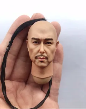 1/6 Scară Vechi Qing Împărați Impleti Cap Sculpta Masculin Soldat ZhangTie-Lin Cap Sculptură Model De Jucărie