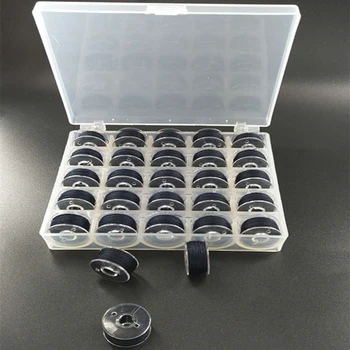 1 Cutie 25Pcs Plastic bobinei cu fir negru și alb monocrom cutie transparentă bobinei cu fir