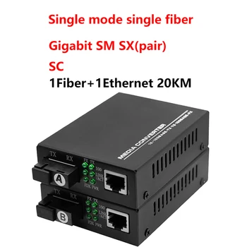 1 Pereche 20KM 1000Mbps Fast Ethernet RJ45 pentru Fibra Optica Media Converter A+B
