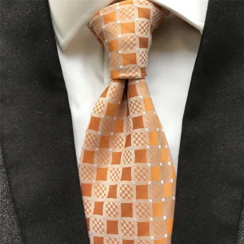 10 cm Lățime Nou Designer de Bărbați Legăturilor Formale Jacquard Țesute Gât Cravată Unic Aur Portocaliu Pleduri Corbatas Cravate