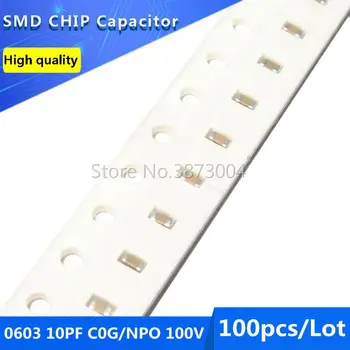 100buc 0603 10PF C0G/NPO 100V 5% SMD Chip Condensator
