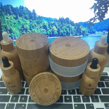 100buc 5g15g 30g 50g 100g Reciclate Mată Borcane de Sticlă gravate Cu Bambus Capace,bambus cosmetice borcan de sticlă pentru cremă de față ambalare