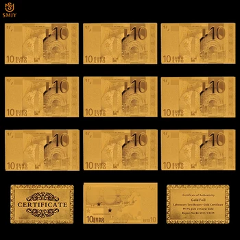 10buc/Lot 10 Euro Lume Suvenir Moneda de Aur de Hârtie Bancnote de Vânzare Fierbinte Placat cu Aur, cu Bani de Hârtie, Colectarea Și Cadouri de Afaceri