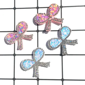 10buc/Lot 4*3 cm Căptușit cu Paiete de Diamante Bowknot Aplici Pentru Ambarcațiunile de Haine de Cusut Consumabile DIY Clip de Păr Accesorii en-Gros