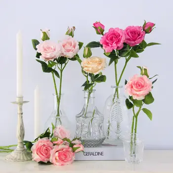 10buc Singură Ramură de Trandafir Flori Artificiale, Decoratiuni Nunta cu Flori de Perete Fotografie Flori de Matase pentru Decoratiuni Trandafiri
