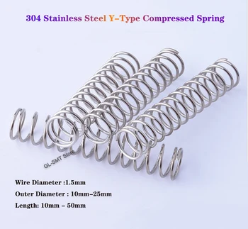 10buc arc de Compresiune Sârmă de diametru 1,5 mm 304 din Oțel Inoxidabil de Tip Y Comprimat Spring arc de rapel pe o Lungime de 10-50mm