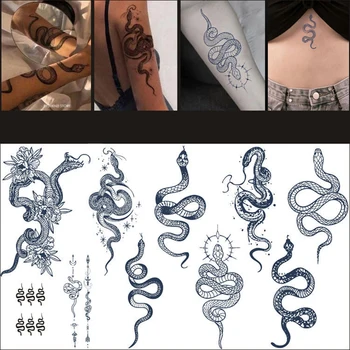 10buc/set Suc de Cerneală Șarpe set Tatuaje Body Art Durată Impermeabil Tatuaj Temporar Autocolant Șarpe Tatuat Brațul False, Tatuaj Femei