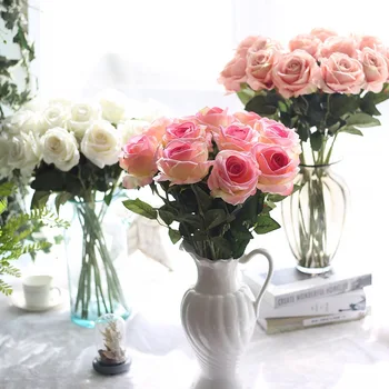 11pcs Crescut Artificial Buchet de Flori DIY Valentine ' s Zi, Nunta Trandafir de Mătase Flori False pentru Petrecere Acasă Decorare Flori False