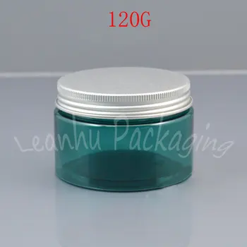 120G Albastru Plastic Crema Borcan Cu Capac de Aluminiu , 120CC Gol Container Cosmetice , Masca / Crema / Pudra Sub-îmbuteliere