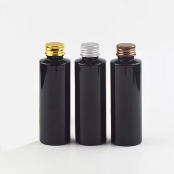 120ml Negru Reîncărcabile Sticle de Cosmetice Pentru a Călători Ambalaje PET Aluminiu Șurub Capac de Sticla 120cc Dimensiune Sampon Lotiune Container