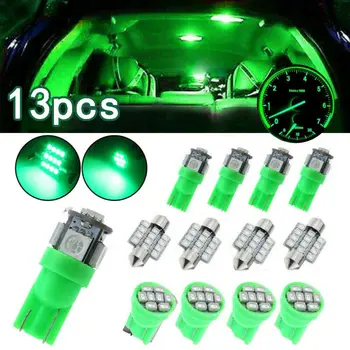 13pcs Masina Verde Interior LED 12V Bec Lumina Lumini de Parcare Backup T10 & 31mm Cupola Lămpii numărului de Înmatriculare Kit Accesorii Universale