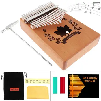 17 Cheie Kalimba Mahon Degetul mare Pian cu Frunze de Arțar Gaură de Sunet Mbira Naturale Mini Tastatura Instrument de Degetul mare Pian