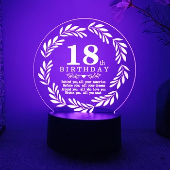 18 Ani 3d Led Lampa Pentru Dormitor de 18 ani a Fiicei Lumini de Noapte pentru majoratul Fiului Cameră Decor Cadou Pentru Fata