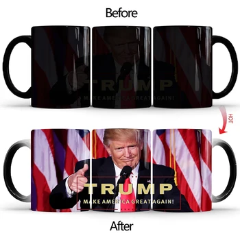 1buc Nou 350ml Donald Trump Schimbare de Culoare Cani de Creație Ceramică Cafea cu Lapte Sensibile la Căldură Cupe Noutate Cadou pentru Copii Copii