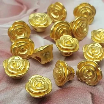 1buc Pur 999 24K Aur Galben Femeile 3D Lucky Rose Pandantiv Bijuterii Diy