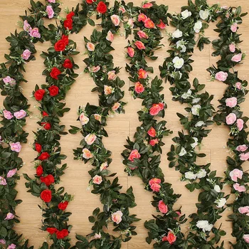 2.4 Metri de 11 Flori de Cap Mătase Artificială de Flori de Trandafir de Grădină Acasă Petrecerea de Nunta Decor