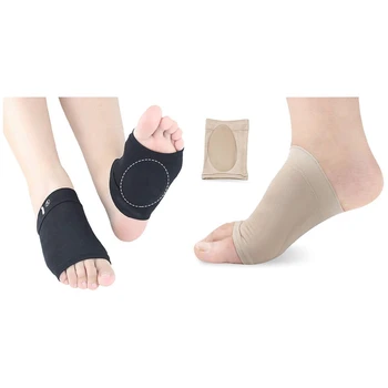 2 Buc Arc De Compresie De Sprijin Cu Confort Gel Pad,Arc Bretele Pentru Picioare Plate Perne De Culoarea Pielii & Negru