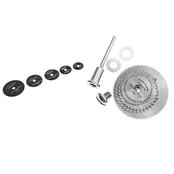 2 Set Metal HSS Lama de fierastrau Circular Set de Discuri de Tăiere pentru Dremel Instrument Rotativ, Silver & Black