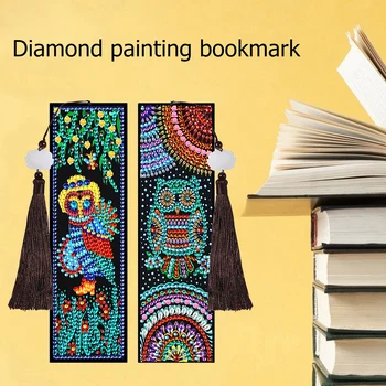 2 buc Creative DIY Diamant Pictura Marcaj Special 5D Retro în Formă de Burghiu de Artă Mozaic Ciucure din Piele Semne de Carte Ambarcațiunile de Decorare