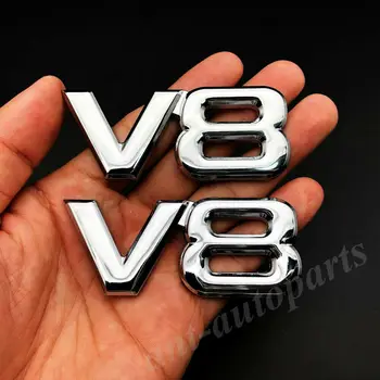 2 buc Metal Chrome V8 Vntage Portbagaj Hayon Spate Emblema, Insigna Decal Autocolant