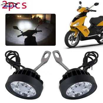 2 buc Motocicleta Faruri Ceață Lumini de Conducere Frontal Lampa cu 6 LED-uri 12V-85V Motociclete Oglinda retrovizoare Spoturi de Înaltă Calitate