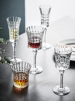 2 buc Sticla de Cristal Diamant Romb Pahar de Vin Roșu Ceașcă de Lux High-End Whisky Pahar de Sampanie Retro Cupă de Vin Set
