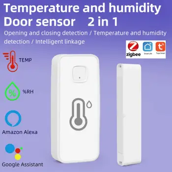 2-ÎN-1 Tuya Zigbee Smart Senzor de Usa de Temperatură Și Senzor de Umiditate Smart Home Compatibil Cu Alexa Google Acasa de Viață Inteligentă