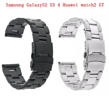 20 24 28 mm bărbați trei-șirag de mărgele de oțel inoxidabil curea potrivit pentru Samsung GalaxyS2 S3 4 Huawei watch2 GT impermeabil pliere catarama