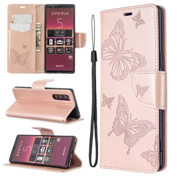 2019 Fluture Stand Caz Flip Pentru Sony Xperia 5 XZ5 Cover Portofel Geanta din Piele Pentru Funda Sony Xperia 8 10 Caz Telefon Mobil Carte