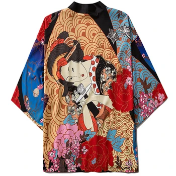 2020 Bărbați Japonezi Obi Masculin Yukata Kimono Cardigan Femei Haori Samurai Japonez Tradițional Japonia Halat De Îmbrăcăminte Coreeană