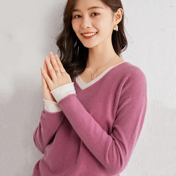 2020 toamna și iarna V-neck pulover femei este 100% lână vrac top coreean casual slăbire pulover de cașmir