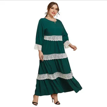 2021 Dubai Caftan Ramadan Islamic Abaya Femeile Musulmane Arabe Maxi Halat Rochia Orientul Mijlociu Caftan Turc De Primăvară Patchwork Rochie De Dantelă
