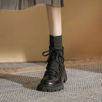 2021 Moda pentru femei Cizme pentru Femei Indesata Toamna Rotund Toe Dantela-up Cizme Pantofi pentru Femei Cizme Pentru Femei