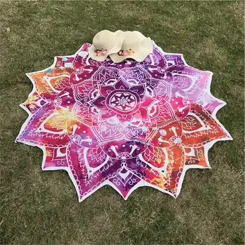 2021 Yoga Nouă Rundă Mat Indian Mandala Tapiserie Lotus Mat Yoga Boem Flori Imprimate Șal Moț De Cremă De Plajă Mat