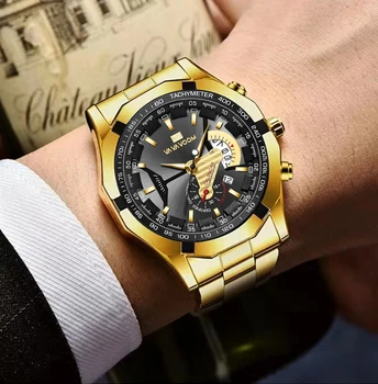 2022 Barbati Ceas Impermeabil Cuarț Încheietura mîinii Ceas cu Cadran Mare Afacere Ceas de Aur Supradimensionate Calendar Creative de Aur pentru Bărbați Ceasuri reloj