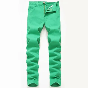 2022 Blugi Bărbați de Înaltă Stretch Denim Pantaloni Casual Verde de Mari Dimensiuni Noi Multicolor din Bumbac Stretch Blugi