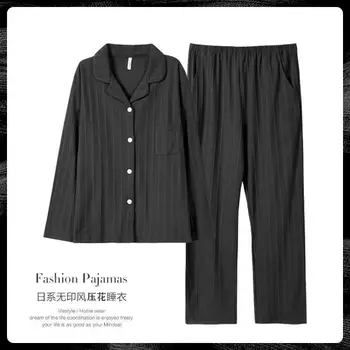 2022 Pijamale pentru Femei Cardigan cu Mâneci Lungi Vrac Solid Pijama Feminino Casual Pijama Mujer Acasă Costum Body Femei 2 buc