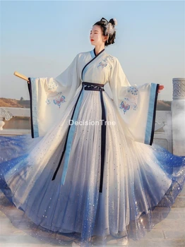 2022 femei clasic mâneci lungi haine zână etapă hanfu performanță populară chineză costume de dans prințesă zână rochie