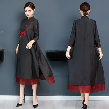 2022 oriental epocă qipao rochie chineză floare broderie rochie tradițională de sex feminin cheongsam qipao formale rochie de petrecere vestidos