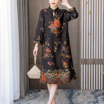 2022 rochie chinez cheongsam qipao oriental florale șifon rochie femei qipao oriental rochie de petrecere tradițională qipao rochie