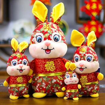 2023 Anul Nou Chinezesc Zodia Iepure Jucărie de Pluș Bunny și amuzant forma Mascota Pentru Cadou de Anul Nou Compania Întâlnirea Anuală a