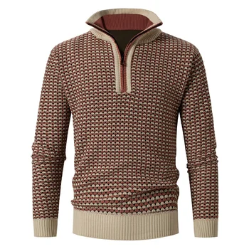 2023 Bărbați Noua Moda Simplu Versatil Casual, Confortabil de Înaltă Gât pulover Pulover cu Fermoar Mijloc de Tineret Maneca Lunga Tricotaje