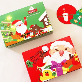 21*14*5 cm Crăciun Fericit, Moș Crăciun de Hârtie Caseta de cookie Macaron de Craciun Petrecere de Aniversare Cadouri Ambalare 100buc/lot