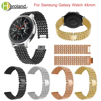 22mm Curea de Ceas din aliaj de benzi Pentru Samsung Galaxy Watch 46mm Ceas barbati margele negre Watchband Pentru Samsung Gear S3 Clasic de Frontieră