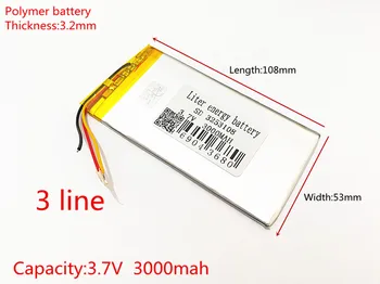 3.7 V 3000mAh baterie Reîncărcabilă li-Polimer Baterie Li-ion Pentru china clone Goophone 5.5 6plus I6 6SPLUS telefon 3253108 3 fire