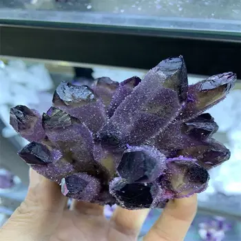 300-400g Naturale violet Fantomă Fantomă Cristal de Cuarț Grup rock pietre și cristale de minerale de Vindecare reiki Specimen Acasa